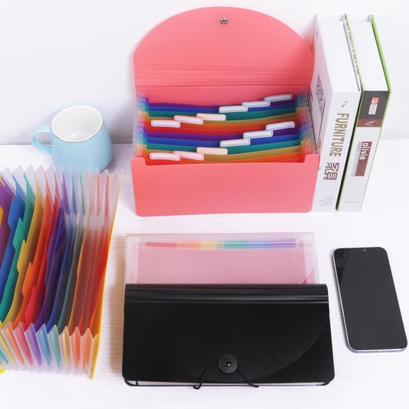 GVDCC-2 Pack 13 Pockets A6 Mini Coupon Organizer Wallet, Expandable Accordion File Organizer for Storage Receipt Cards Coupons Tickets - Pink