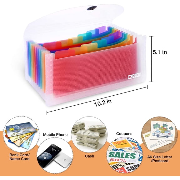 GVDCC-2 Pack 13-Pockets Expanding Accordion File Folder Mini Organizer Wallet for Storage Invoice/Receipt/Cards/Coupon/Tickets