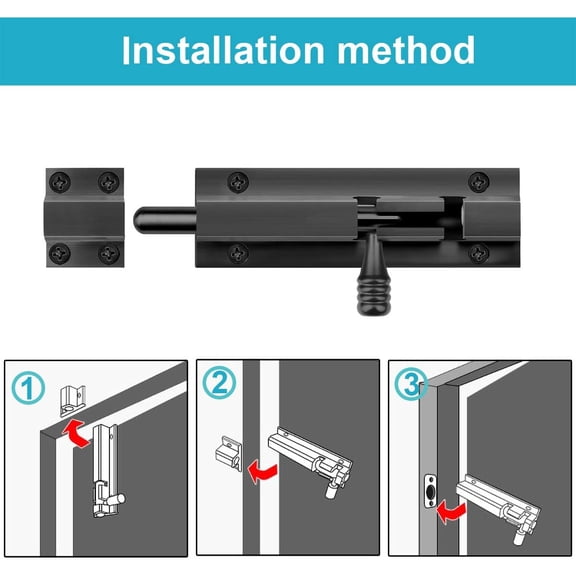 GVDCC-2 Pack 5" Black Aluminum Slide Bolt Gate Latch, Barrel Bolt for Fence Shed, Barn Door