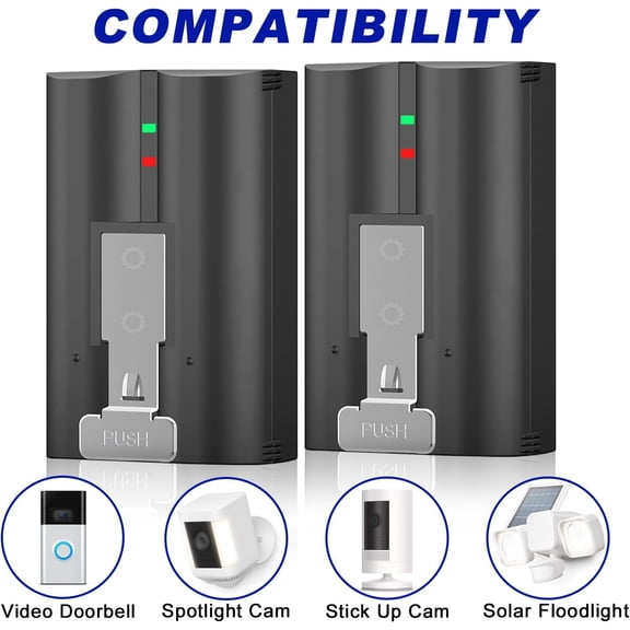GVDCC-2-Pack 6040mAh Replacement Battery Compatible with Ring-Video Doorbell 2/3/3plus/4, Stick Up Cam (2nd & 3rd Gen) and Spotlight Cam, Rechargeable V4 Battery with Charger Station for Ring Camera