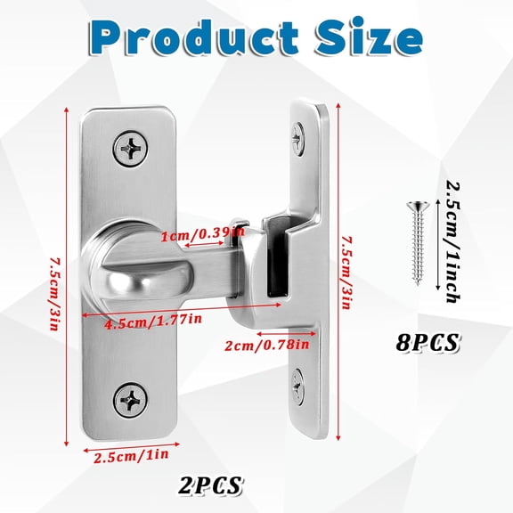 GVDCC-2 Pack 90/180 Degree Barn Door Lock,Small Flip Gate Latches Hardware,Flips Latch Lock,Heavy Duty Security Sliding Gate Locks for Gates Barn Garage Garden Fence Shed Window Cabinet
