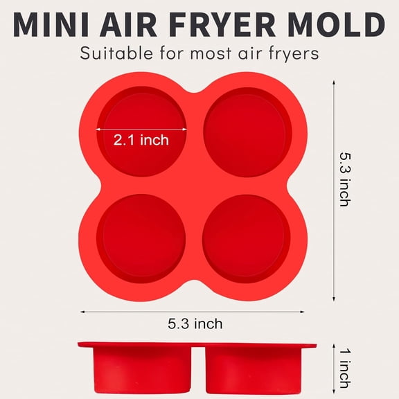 GVDCC-2 Pack Air Fryer Egg Bite Molds, 4-Cup Mini Round Muffin Pans Silicone Baking Molds for for Oven, Air Fryer and Pot