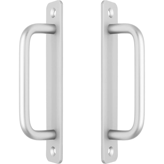 GVDCC-2 Pack Aluminum Alloy Sliding Barn Door Handle, 128mm / 5 Inch Hole Center Gate Door Handle, Closet Door Pulls with Plate for Kitchen, Cabinet, Bathroom, Closet, 5.9 Inch LongSilver