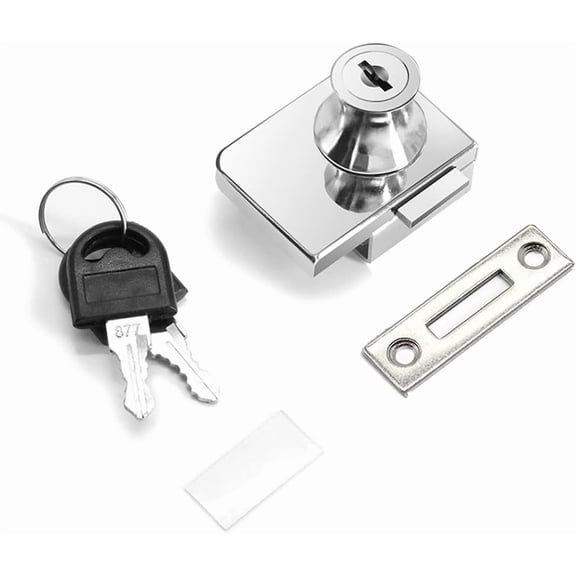 GVDCC-2 Pack Double-Open Glass Door Display Cabinet Display Cabinet Safety Lock, Suitable for 0.2-0.31" Glass Door, Separate Key with Drilling, Zinc Alloy