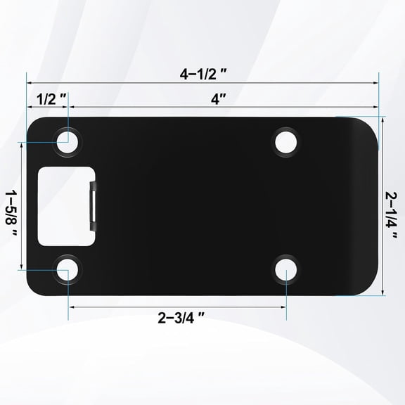 GVDCC-2 Pack Extended Strike Plate Round Corner Extended Lip Doors Strike Plate Extender 2-1/4" x 4", (4-1/2" Overall Length)(4.5 x 2.25 Inch, Black)