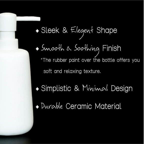 GVDCC-2 Pack Matte White Ceramic Soap Dispenser, 13 oz Refillable Bathroom or Kitchen Countertop Dispenser with Soft Touch Rubber Coating, Matte White