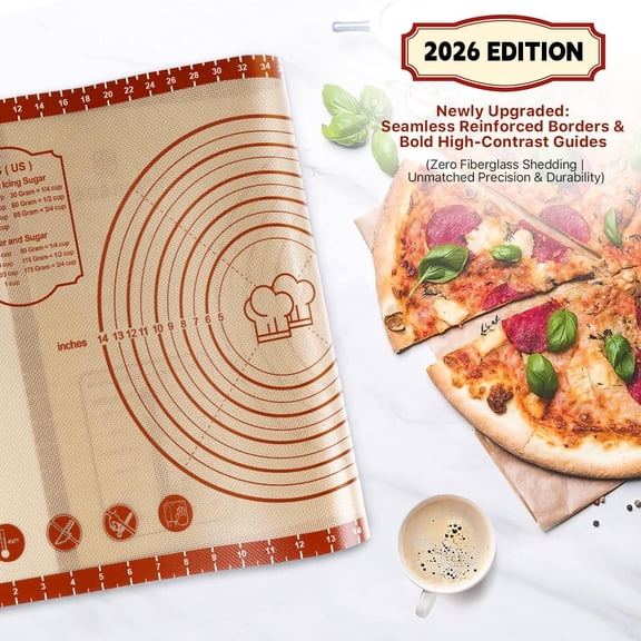 GVDCC-2 Pack Non Stick 26''x16'' Extra Large Thick Silicone Pastry Mat and 11''x16'' Cooking Mats, Double Measures Scale for Non-slip Silicone Baking Sheet,Counter Mat, Dough Rolling, Reusable Bakewa