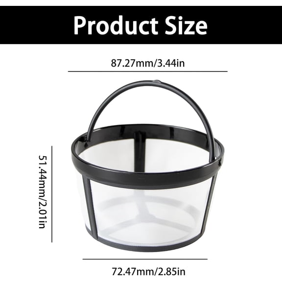 GVDCC -2 Pack Reusable Coffee Filters, 4-5 Cup Coffee Filter Basket, Nylon Mesh Coffee Filter Replacement with Handle Reusable Coffee Filters for Mr. Coffee Makers and Brewers