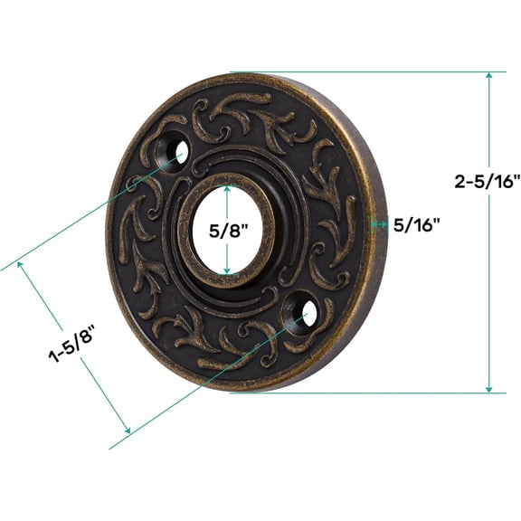 GVDCC-2 Pack Round Door Knob Rosette Plates for Rim Lock, Old Style Mortise Door Knob Backplate Replacement, Vintage Antique Brass Knob Plates for Cabinet