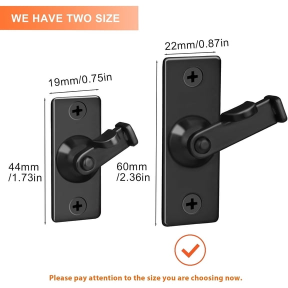 GVDCC-2 Pack Screen Door Latch 90 Degree, 2.36 x 0.87 Inches Gate Latch Sliding Screen Door Lock Barn Door Latch, Black