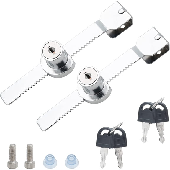 GVDCC-2 Pack Sliding Glass Door Lock Showcase Display Case Lock, Ratchet Lock Reptile Cage Lock and Key, Vivarium Lock for Drawer Cabinet, Fit Thickness 0.08-0.27 Inch / 2-6mm, Keyed Alike