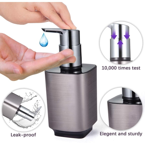 GVDCC-2 Pack Soap Dispenser Rust Proof Refillable Liquid Hand & Dish Soap Dispenser Set Leak Proof Plastic Chorme Pump for Kitchen Bathroom, 10oz