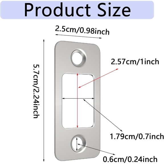 GVDCC-2 Pack Stainless Steel Round Corner Deadbolt Strike Plate, 1" X 2 1/4 Door Backplate