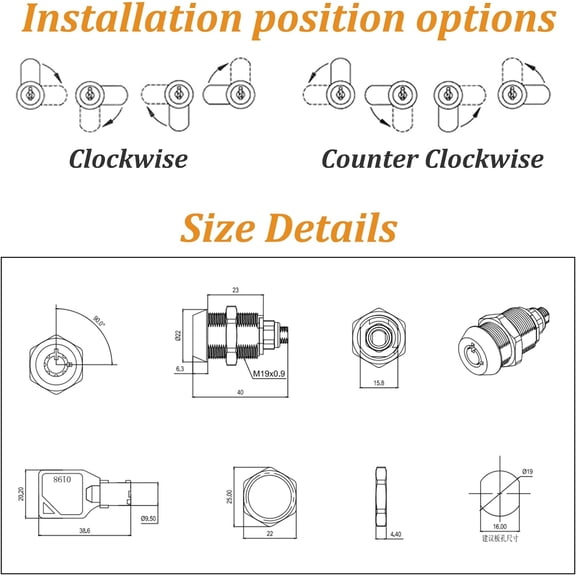 GVDCC-2 Pack Tubular Cam Locks, Cabinet Locks with 7/8'' Cylinder, Atom Lock for Arcade Machine, Gumball Machine, Cash Door, Tool Box, Chrome Finish and Keyed Alike (7/8 Inch 90)