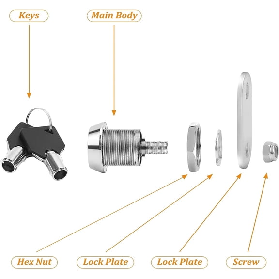GVDCC-2 Pack Tubular Cam Locks, Metal RV Storage Door Locks, Cabinet Locks with 5/8'' Cylinder, Atom Lock for Arcade Machine, Cash Door, Tool Box, Chrome Finish and Keyed Alike (5/8 Inch 90)