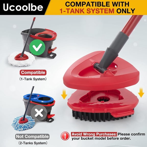 GVDCC-2 Pack Upgraded Spin Mop Scrub Brush Replace Head Compatible with O Cedar EasyWring 1 Tank System, Scrubber mop Head Attachment, More Layers of Bristles for Bathroom, Deck, Kitchen