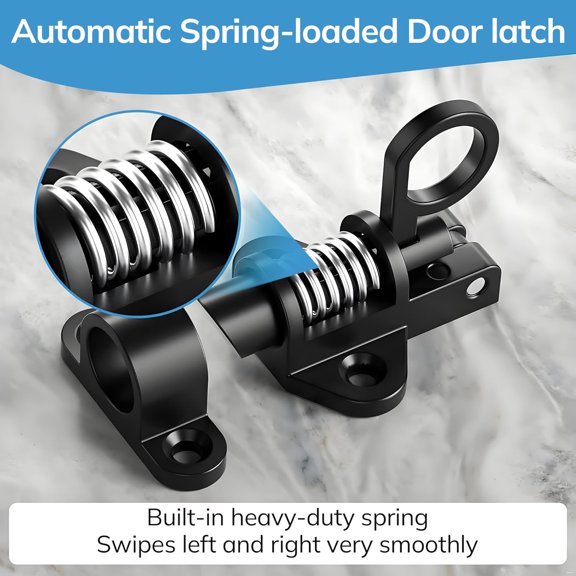 GVDCC-2 Packs Self Closing Latch Spring Door Lock, Automatic Gate Latch with Spring Loaded Pin, Aluminum Alloy Slide Gate Latch for Cabinet Window Fence, Black, AMS-CX01-B