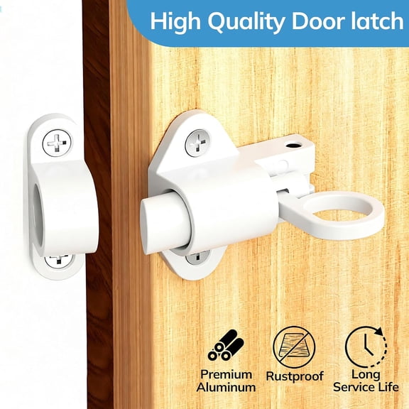 GVDCC-2 Packs Self Closing Latch Spring Door Lock, Automatic Gate Latch with Spring Loaded Pin, Aluminum Alloy Slide Gate Latch for Cabinet Window Fence, White, AMS-CX01-W