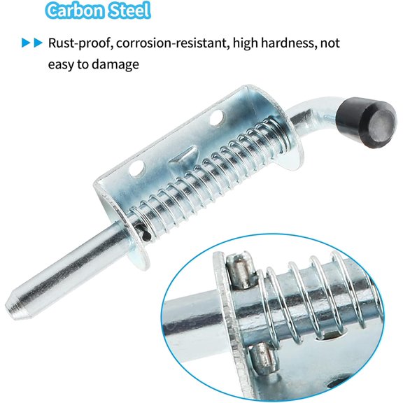 GVDCC-2 Pcs 5 Inch Spring Loaded Latch Pin, Heavy Duty Carbon Steel Barrel Bolt Latch, Sliding Door Lock for Utility Trailer Gate, Cabinets