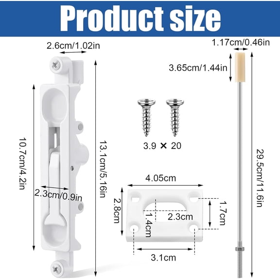 GVDCC-2 Pcs Flush Mount Extension Bolt 17 Inch Stainless Steel Lever Extension Door Flush Bolt for Commercial Aluminum Steel Door for Inactive Leaf (White)