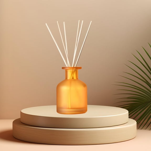 GVDCC-2 Pcs Frosted Yellow Glass Reed Diffuser Bottles,150ml Empty Refillable Diffuser Bottle for Essential Oils,Aromatherapy Container for DIY Replacement Diffuser,Fragrance Replacement Container
