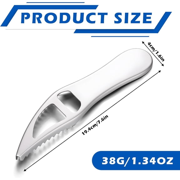 GVDCC-2 Pcs Silver Fish Scaler Remover, Stainless Steel Seafood Cleaning Tools, Portable Fish Scale Scraper with Bottle Opener for Kitchen and Outdoor Use