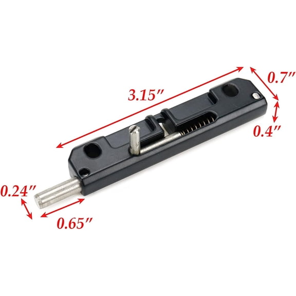 GVDCC-2 Pcs Spring Loaded Latch, Spring Loaded Barrel Bolt Latch Normally Locked Flush Bolt for Industrial Device Door Equipment Door (3-1/8", Black)