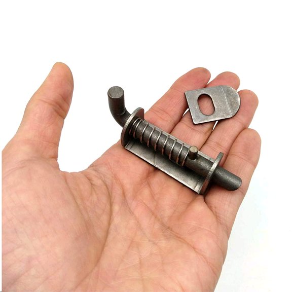 GVDCC-2 Pcs Stainless Steel Mini Spring Loaded Latch Pin - 5 Inch 304 Metal Barrel Bolt Latch, Reinforced Industrial Welded Spring Lock for Pet Cage, Door Shed Gate, Tailgate Trailer Garage
