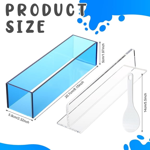 GVDCC-2 Sets Acrylic Sushi Making Kit Large Musubi Mold Non Stick Musubi Maker with Meal Spoon Rice Shaper for Home Musubi DIY Luncheon Meat Press