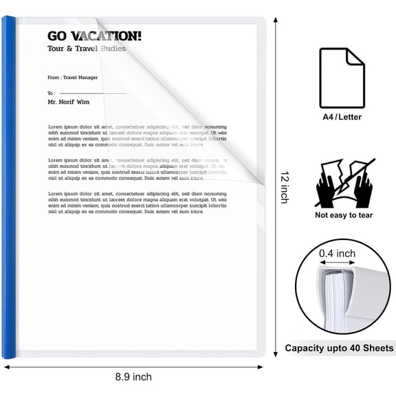 GVDCC-20 Pcs Clear Report Covers with Sliding Bar, Plastic Binder Paper Protector, Report Folders with Clear Cover for Resume Portfolio Presentation File Documents, 5 Colors