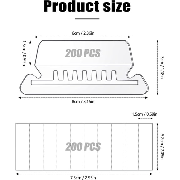 GVDCC-200 Pcs File Folder Tabs and 200 Pcs 2 Inch Hanging File Inserts Labels, Plastic Files Folder Tabs for Hanging Folders Files (Transparent)