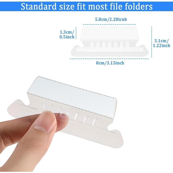 GVDCC-200 Sets File Folder Tabs, Insertable Plastic Tabs Hanging Folder Tabs,200 Pcs Hanging File Folder Tabs with 400Pcs Inserts for Hanging Folders (Clear (200Pcs))