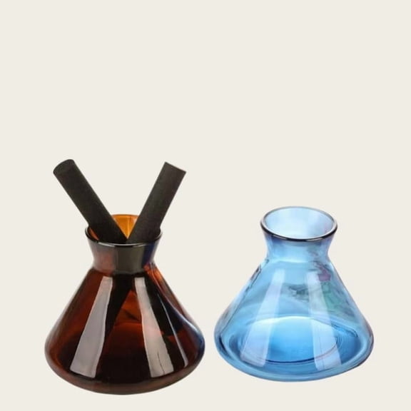 GVDCC-200ml Blue Glass Reed Diffuser Bottles,Empty Refillable Diffuser Bottle for Essential Oils,Aromatherapy Container for DIY Replacement Diffuser,Reed Sticks,Crafts Decor
