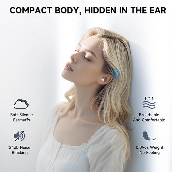 GVDCC -2026 Wireless Earbuds for Side Sleepers, Invisible Sleep Earbuds with Low Profile Design, Tiny Hidden Bluetooth Earphones for Small Ear Canals, Mini Earbuds for Sleeping, Deep White