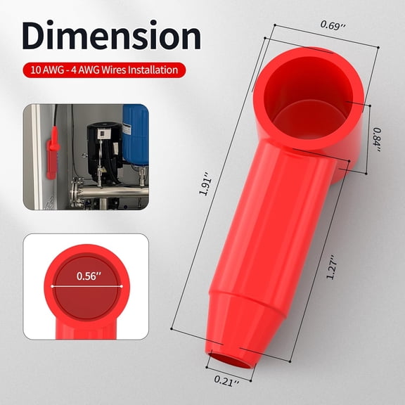 GVDCC-20pcs Battery Terminal Cover Silicone Battery Terminal Protector Boot Fit for 10 AWG - 4 AWG Wire Terminal for Power Junction Block Automotive Car Truck