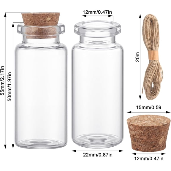 GVDCC-24 Pcs Spell Jars for Witchcraft Small Tiny Glass Spell Potion Bottles with Cork and 24 Pendants Witchcraft Supplies Gifts Wishing Bottles with Rope for DIY Crafts