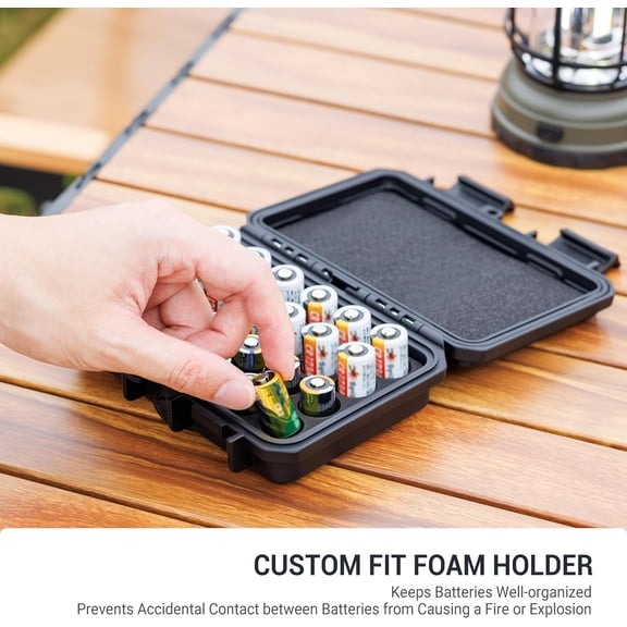 GVDCC-24 Slots CR2 CR123 CR123A Lithium Battery Organizer Case, IP67 Waterproof Hard Case for CR17345/CR16340/CR18350/CR15270(CR2) Explosionproof Batteries Storage Holder for Household Outdoor Campin