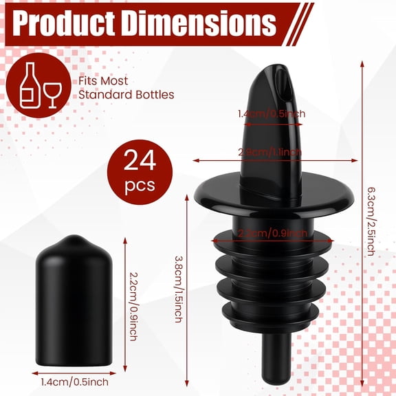 GVDCC-24Pcs Precise Control Liquor Pour Spout, Multi-Purpose Bottle Pourers For Alcohol, Wine, Olive Oil, Syrup - Wine Aerator Pourer Dispenser For Bar & Kitchen (24PCS)