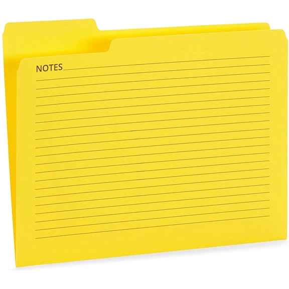 GVDCC-25 Notes File Folders, Letter Size, Assorted Colors, File Folders with Lines, 1/3 Cut Tab Top, Great for Organizing and Easy File Storage, 25 Pack