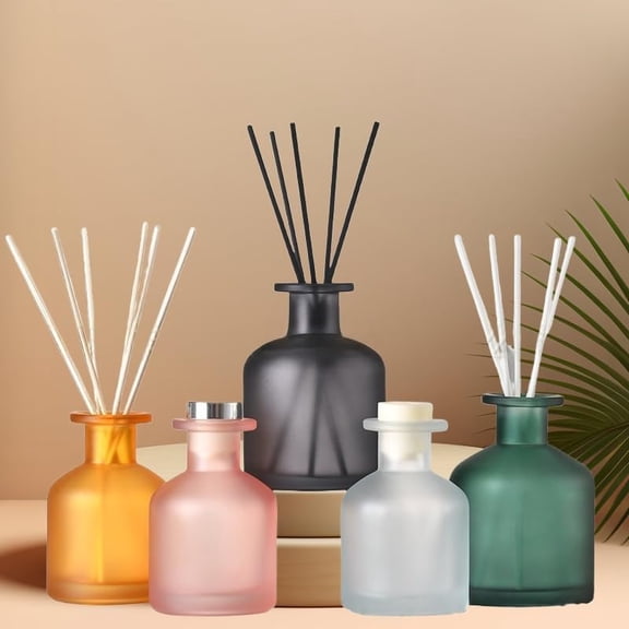 GVDCC-250ml Frosted Gray Empty Glass Reed Diffuser Bottles,Refillable Diffuser Bottle for Essential Oils,Aromatherapy Container for DIY Replacement Diffuser,Fragrance Decoration,Crafts Decor