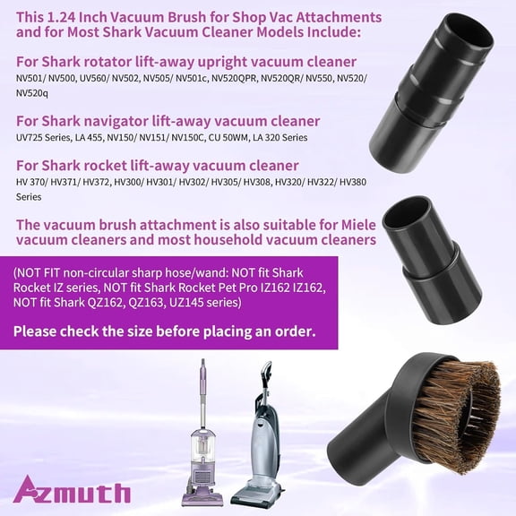 GVDCC-25mm Soft Horsehair Vacuum Brush Attachment with Vacuum Hose Adapter for Shark Vacuum Attachments, Vacuum Attachment for Shop Vac and Most Household Vacuum Cleaner - 3 Pcs