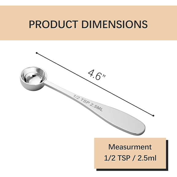 GVDCC-2PCS 1/2tsp(1/6tbsp, 2.5 ml) Single Measuring Spoon, Stainless Steel Individual Teaspoon, Metal Measure Scoop with Gift Box
