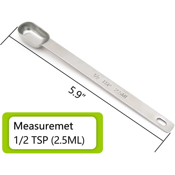 GVDCC-2PCS 1/2tsp (1/6tbsp, 2.5ml) Single Measuring Spoon, Stainless Steel Long Handle Individual Teaspoons Only
