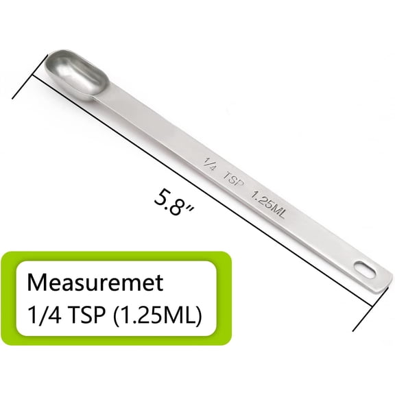 GVDCC-2PCS 1/4tsp (1.25ml) Single Measuring Spoon, Stainless Steel Long Handle Individual Teaspoons Only