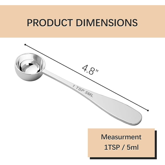 GVDCC-2PCS 1tsp(1/3tbsp, 5 ml) Single Measuring Spoon, Stainless Steel Individual Teaspoon, Metal Measure Scoop with Gift Box