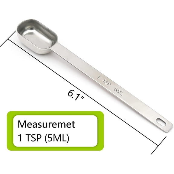 GVDCC-2PCS 1tsp (1/3tbsp, 5ml) Single Measuring Spoon, Stainless Steel Long Handle Individual Teaspoons Only