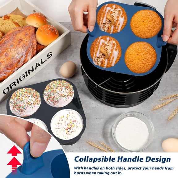 GVDCC-2PCS Jumbo Silicone Air Fryer Muffin Pan for Baking, 4-Cavity Egg Bites Silicone Mold, Nonstick BPA Free Muffin Tins Baking Cups