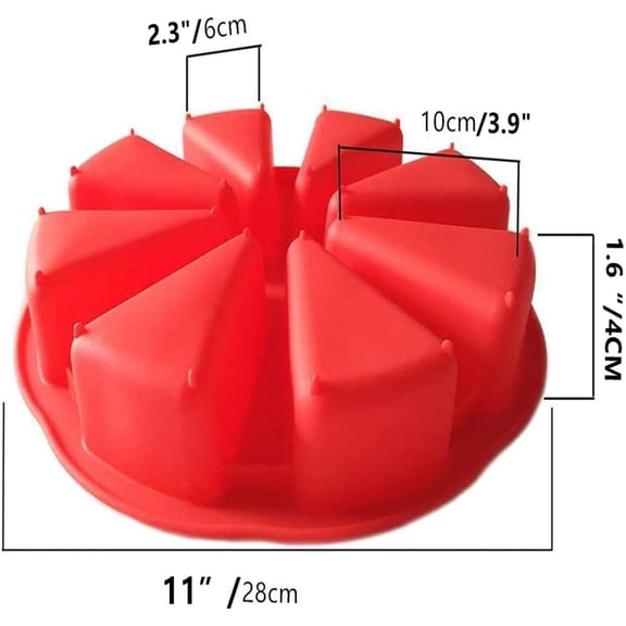 GVDCC-2PCS Silicone Baking Molds Extra Large 8 Cavity Silicone Scone Pan/Cakes Slices Mold/Triangle Cavity Cake Pan/Pizza Baking Molds,for Kitchen Baking Tool(red/green)