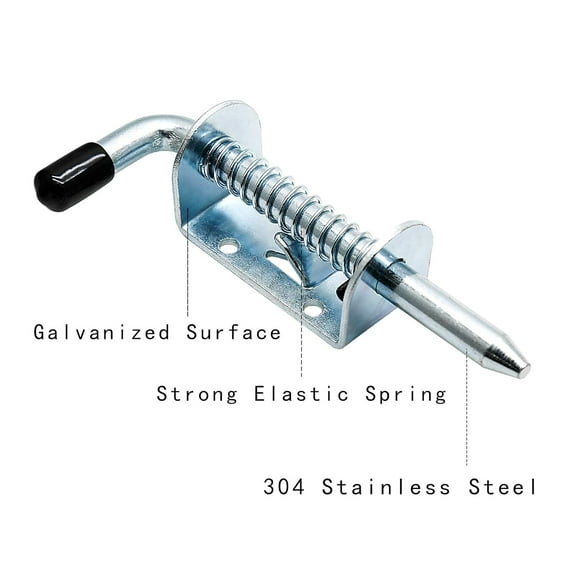 GVDCC-2PCS Spring Loaded Latch Pin, 5 Inch 304 Stainless Steel Quick Heavy Duty Barrel Bolt Lock for Door Shed Gate, Trailer Gate