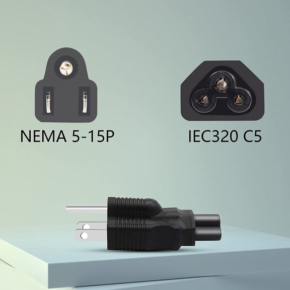 GVDCC -2Pack NEMA 5-15P to IEC320 C5 Adapter, 3 Prong AC Laptop Power Plug IEC 60320 C5 Converter, 15A 125V